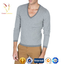 Suéter fino con cuello en V Pure Cashmere de alta calidad para hombres